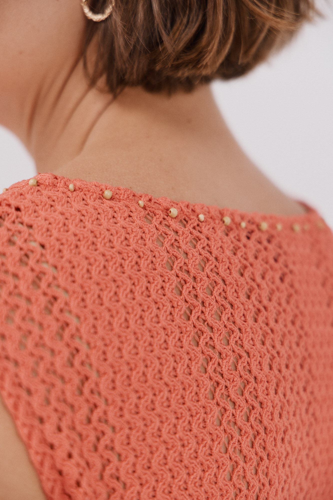 Cortefiel Top sin mangas crochet Coral