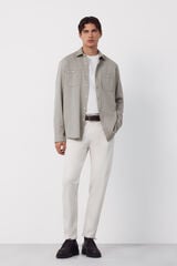Cortefiel Camisa espiga bolsillos Kaki