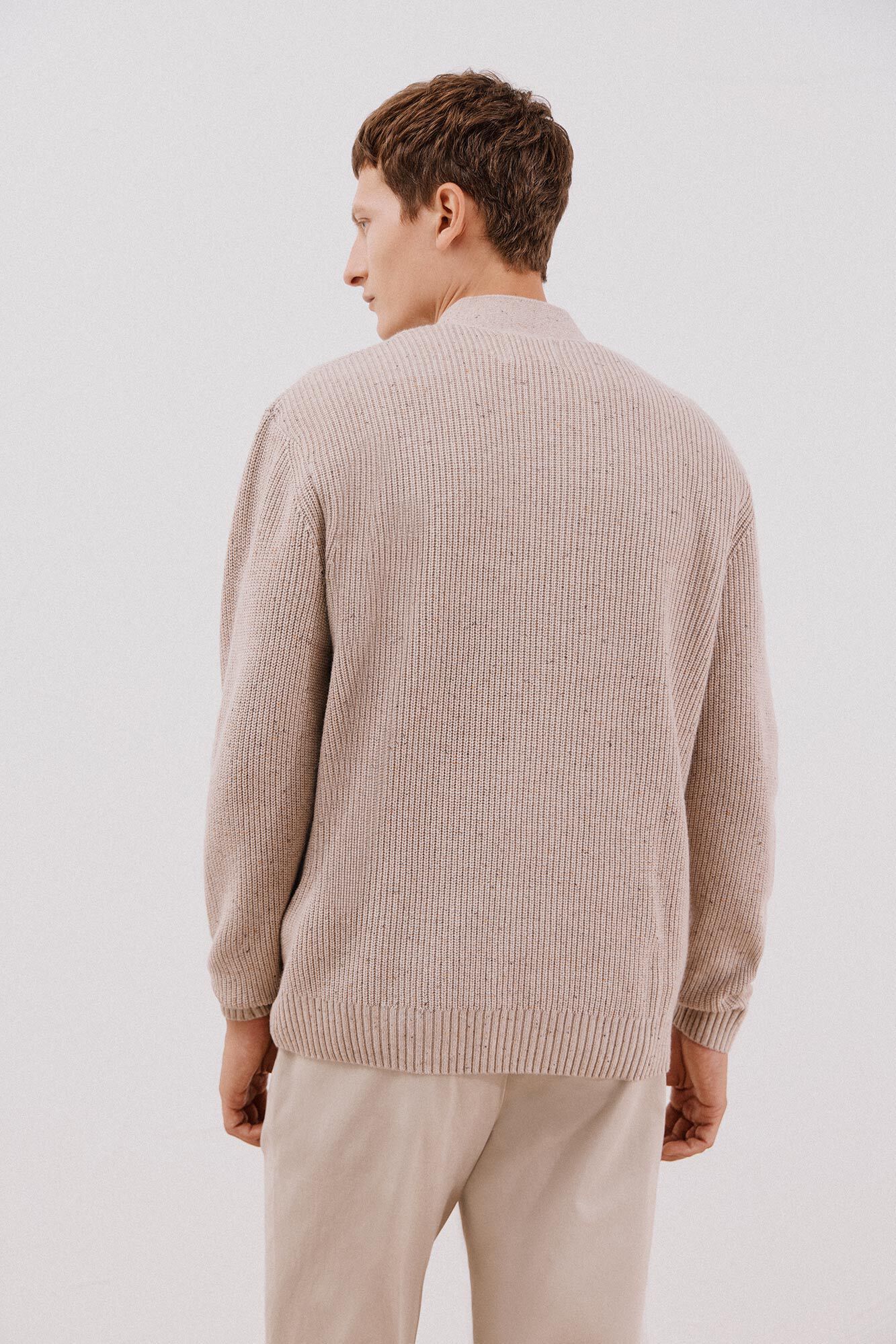 Cortefiel C&aacute;rdigan de algod&oacute;n tejido perlado Beige