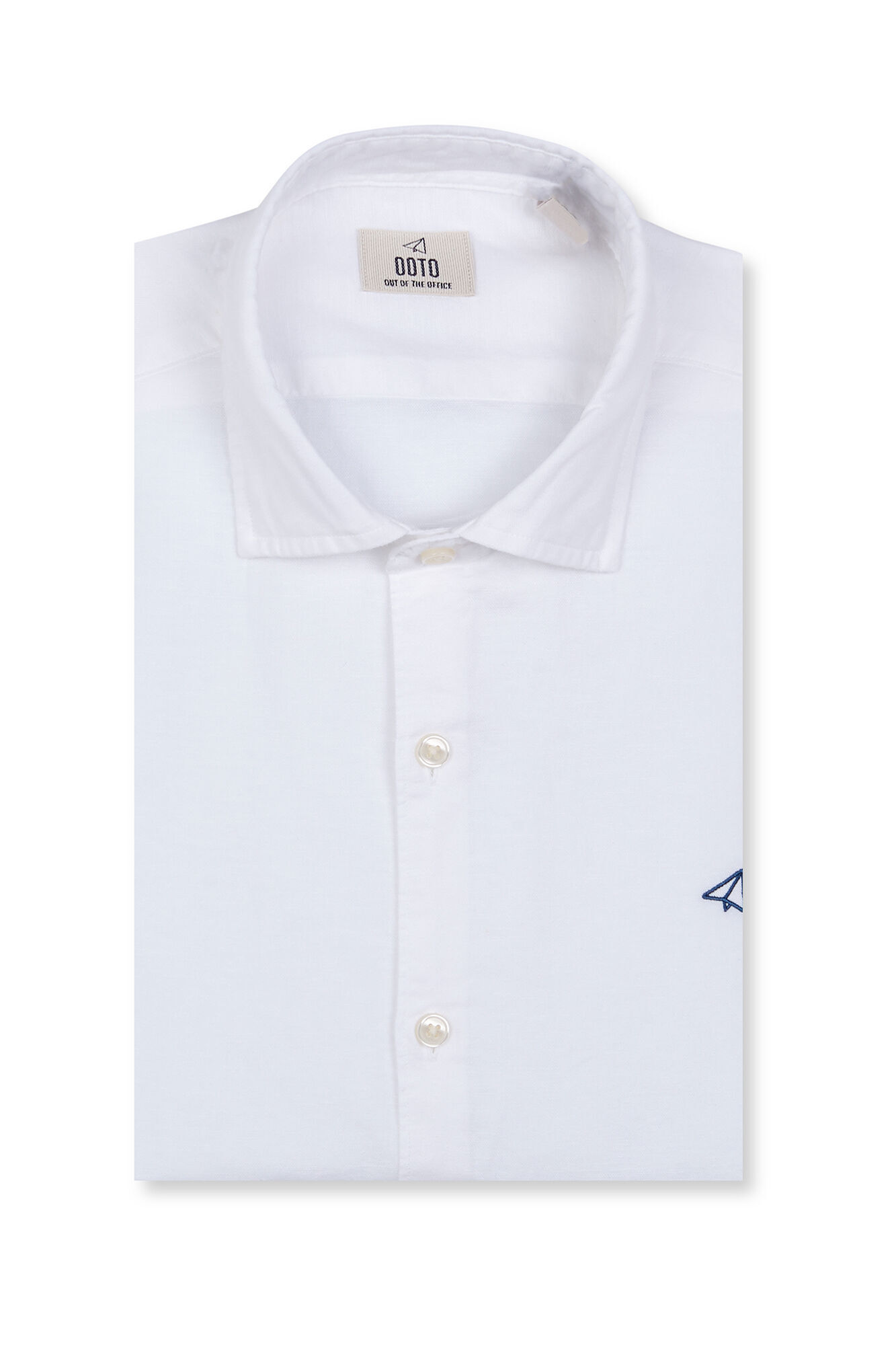 OOTO Camisa algod&oacute;n lino manga larga Blanco