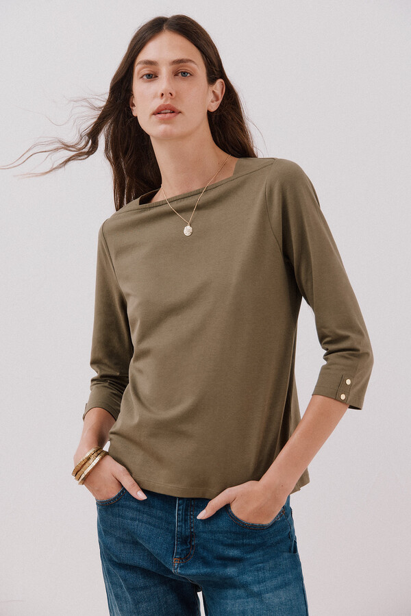 Cortefiel Playera básica barco Kaki