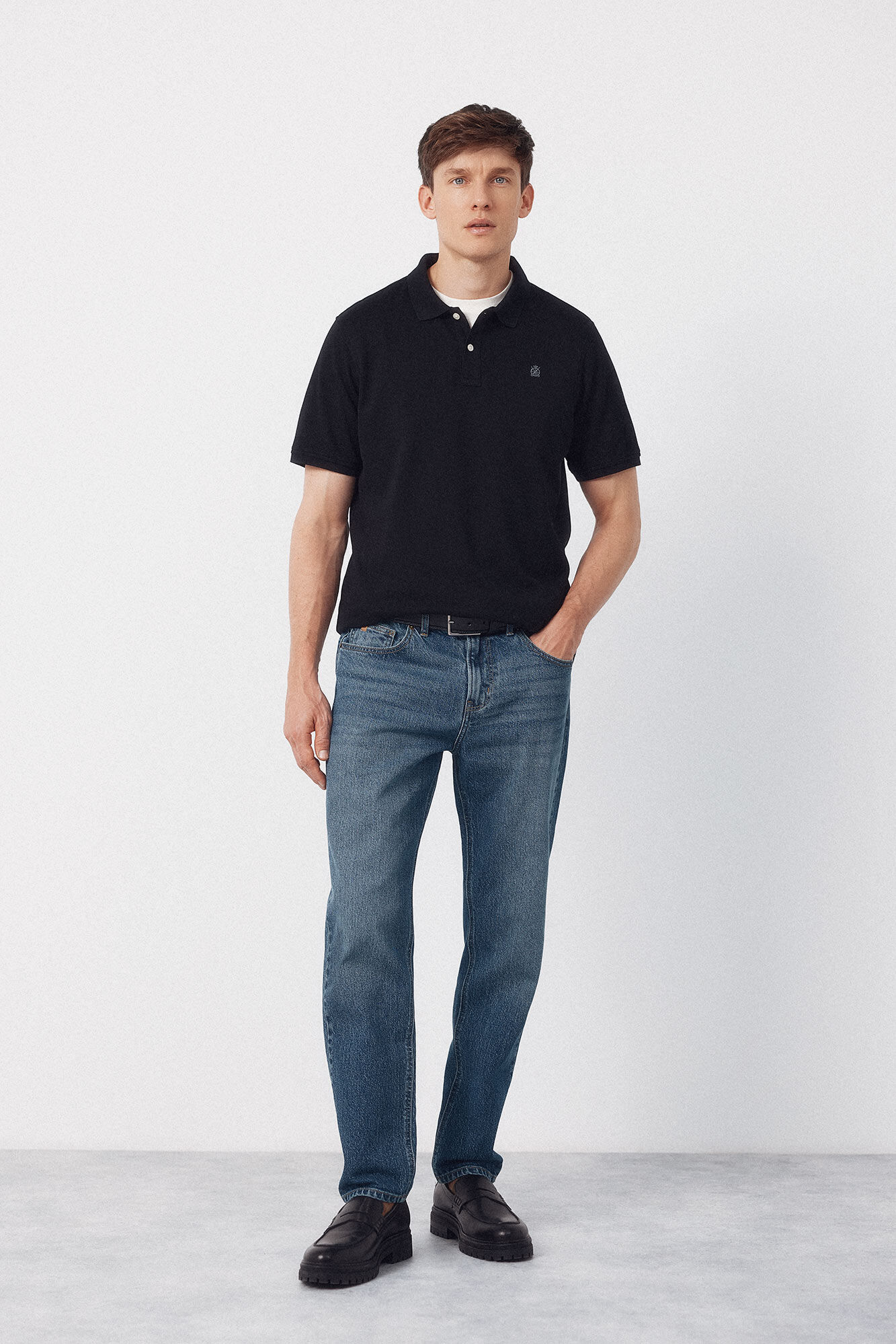 Cortefiel Polo b&aacute;sico piqu&eacute; Negro