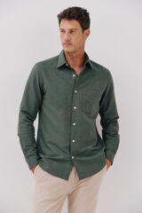 Cortefiel Camisa lino algodón liso Verde