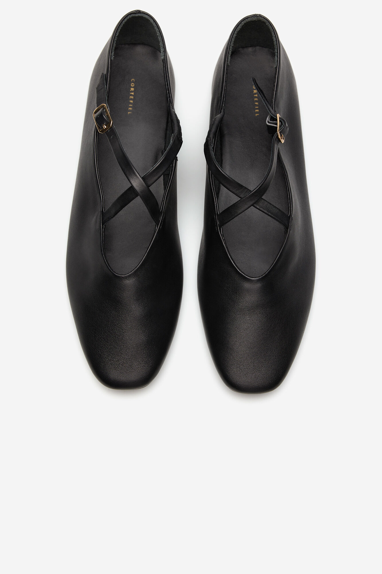 Cortefiel Bailarina cruzada de piel Negro