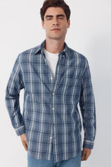 Cortefiel Camisa popel&iacute;n cuadros Azul marino