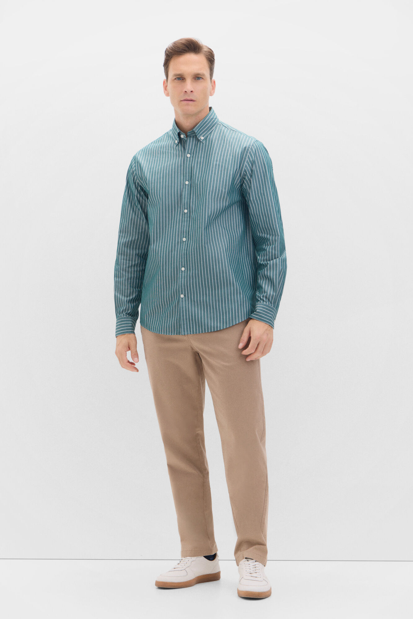 Cortefiel Camisa rayas coolmax Kaki