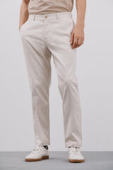 Cortefiel Pantalón chino algodón-lino Marfil