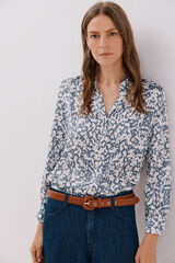 Cortefiel Camisa satinada Estampado azul