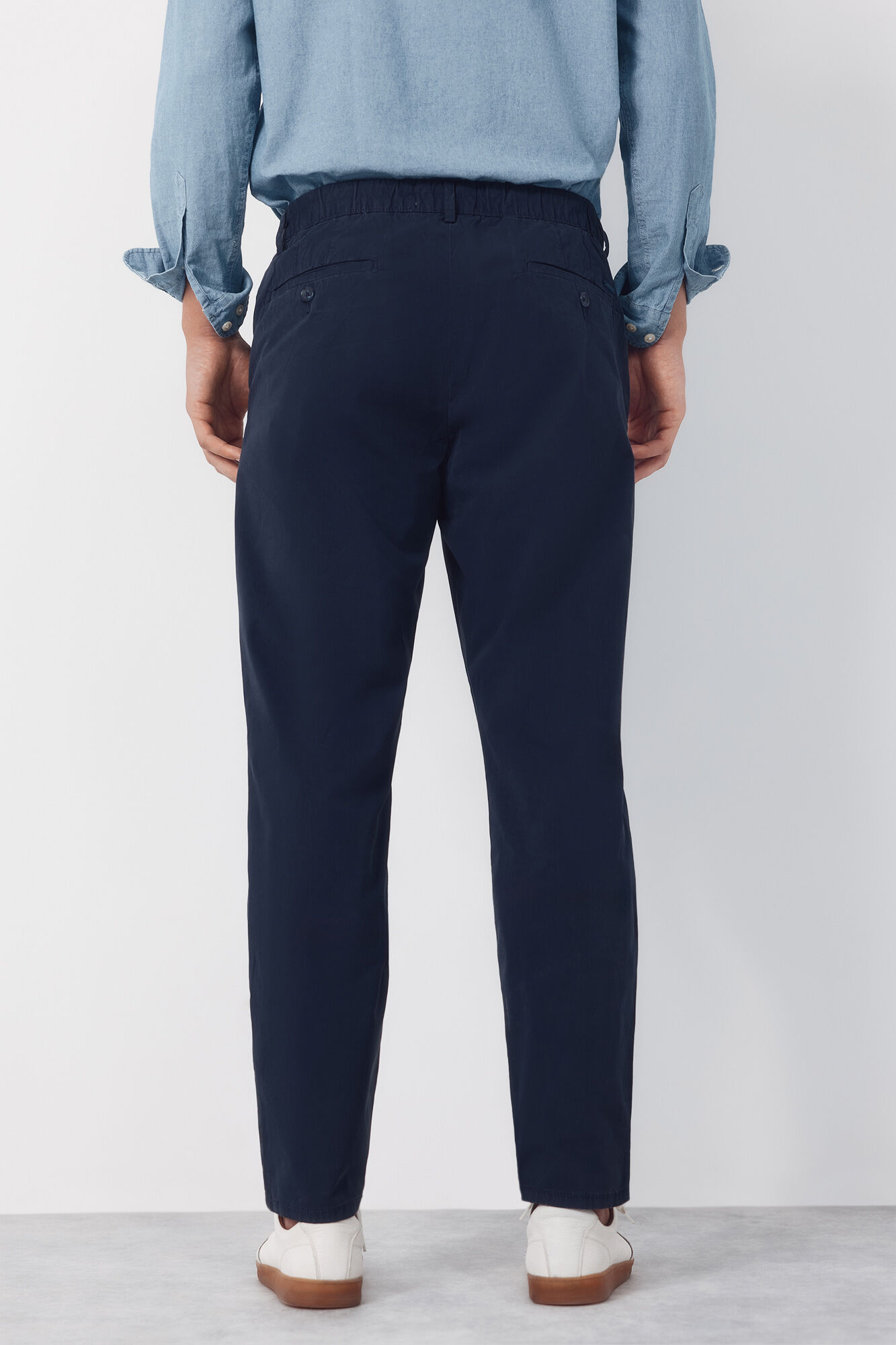 Cortefiel Jogger popelin con gomas regular Azul marino