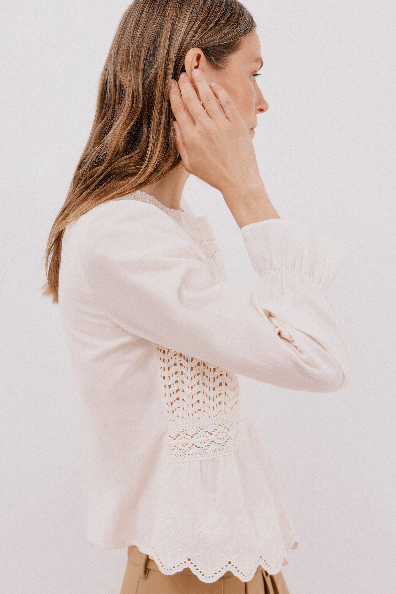 Cortefiel Top combinado crochet