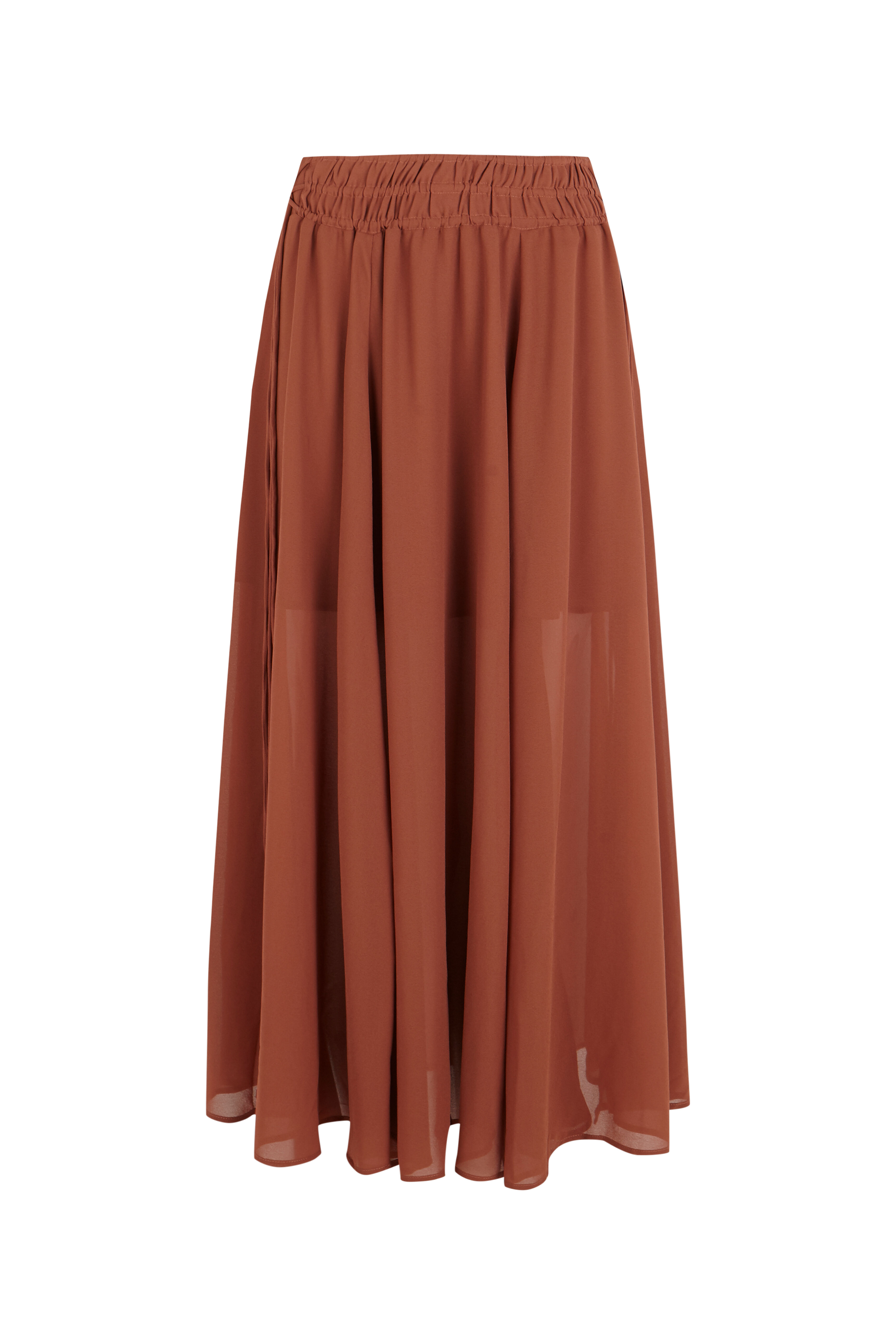 Slowlove Falda midi de gasa Marr&oacute;n