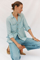Cortefiel Camisa denim tencel Azul oscuro