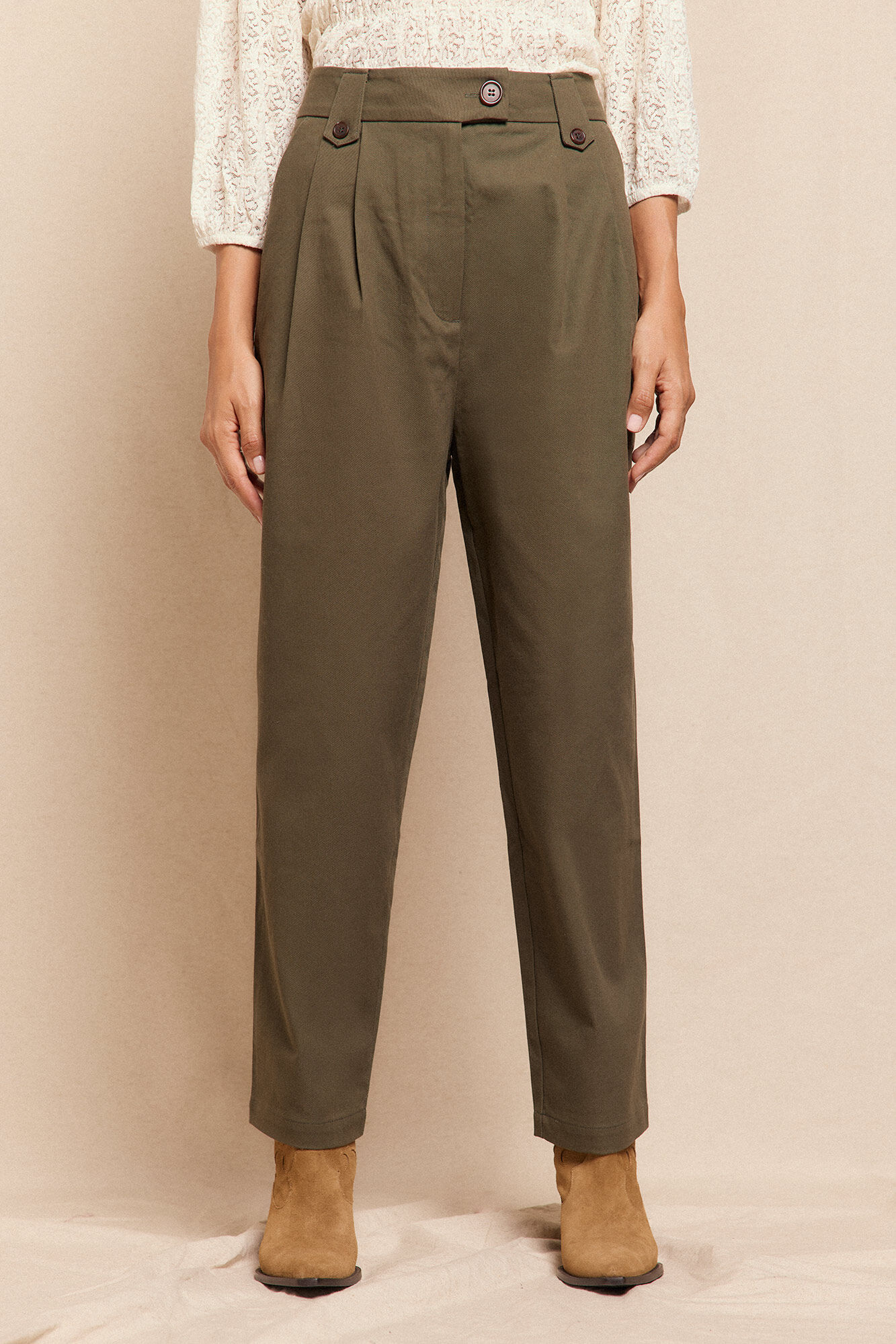 Slowlove Pantal&oacute;n de sarga con pinzas