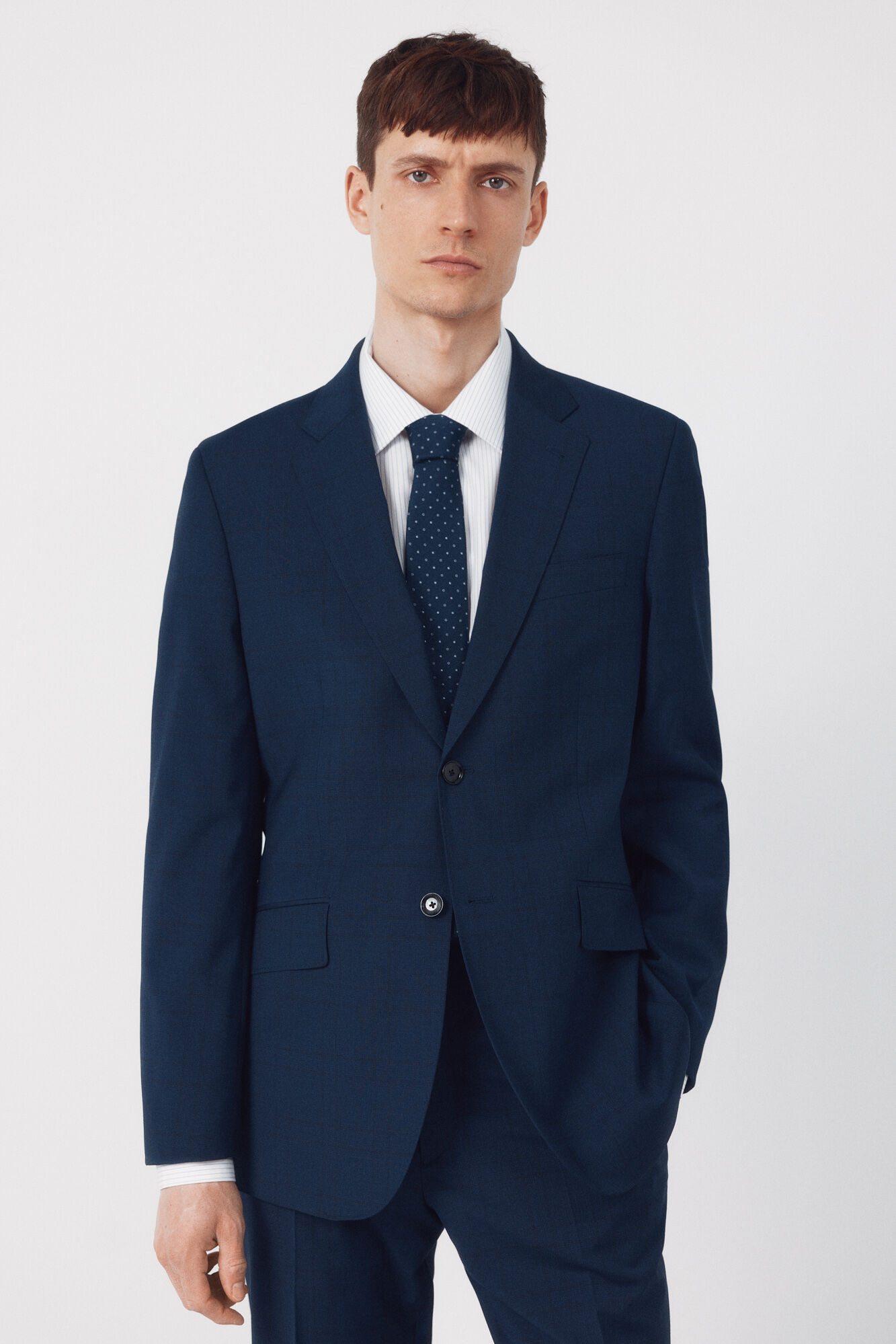 Cortefiel Americana traje dynamic cuadro azul