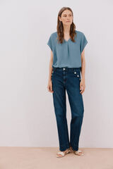 Cortefiel Pantalones palazzo botones Azul