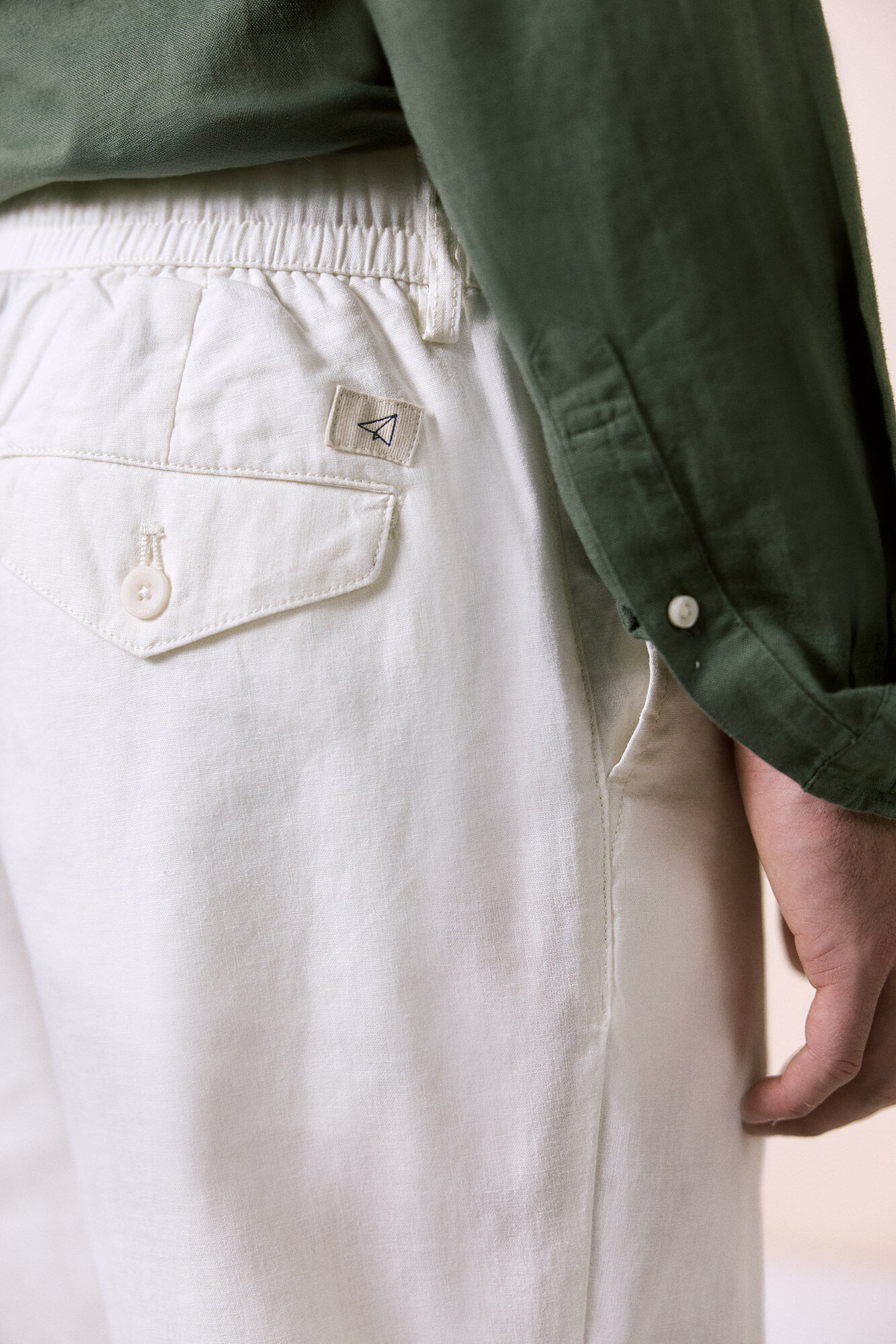 OOTO Pantal&oacute;n de lino-algod&oacute;n regular Marfil