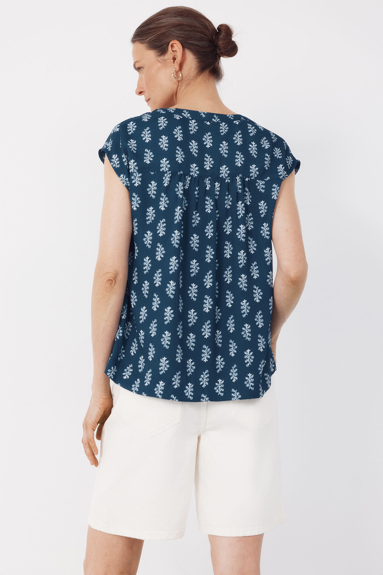 Cortefiel Blusa con encaje Estampado azul