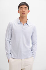 Cortefiel Polo algodón tencel manga larga Azul