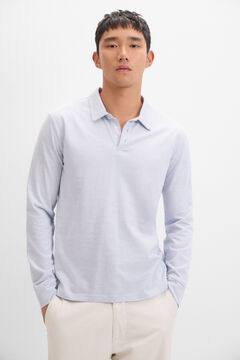 Cortefiel Polo algodón tencel manga larga Azul