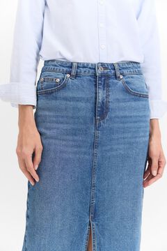 Cortefiel Falda Midi Vaquera Azul