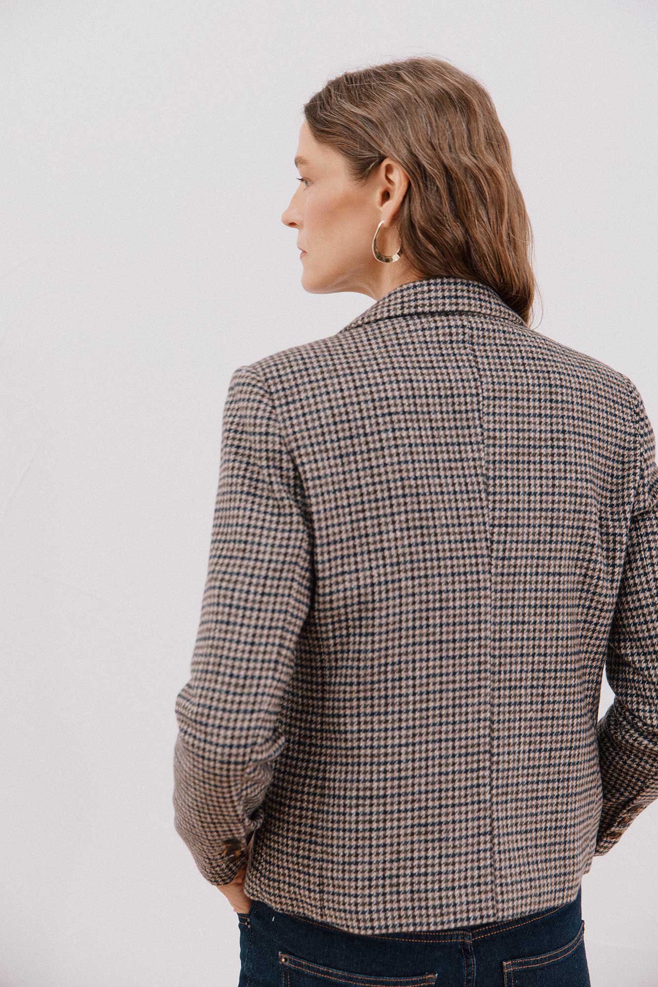 Cortefiel Blazer corta Estampado gris