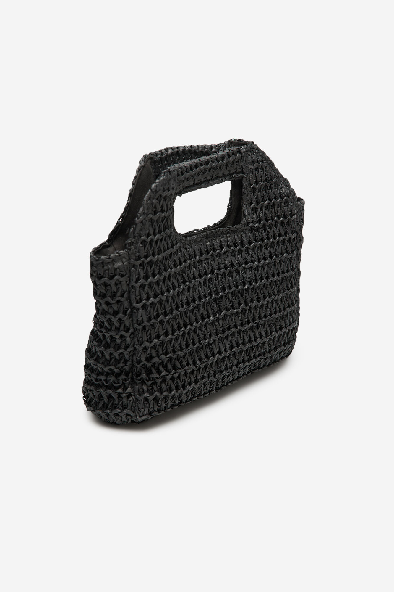Cortefiel Bolsa trenzada de rafia Negro