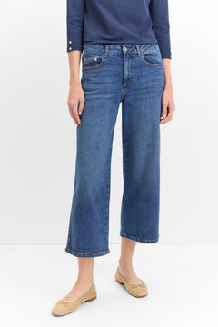 Cortefiel Jeans Palazzo Crop Azul