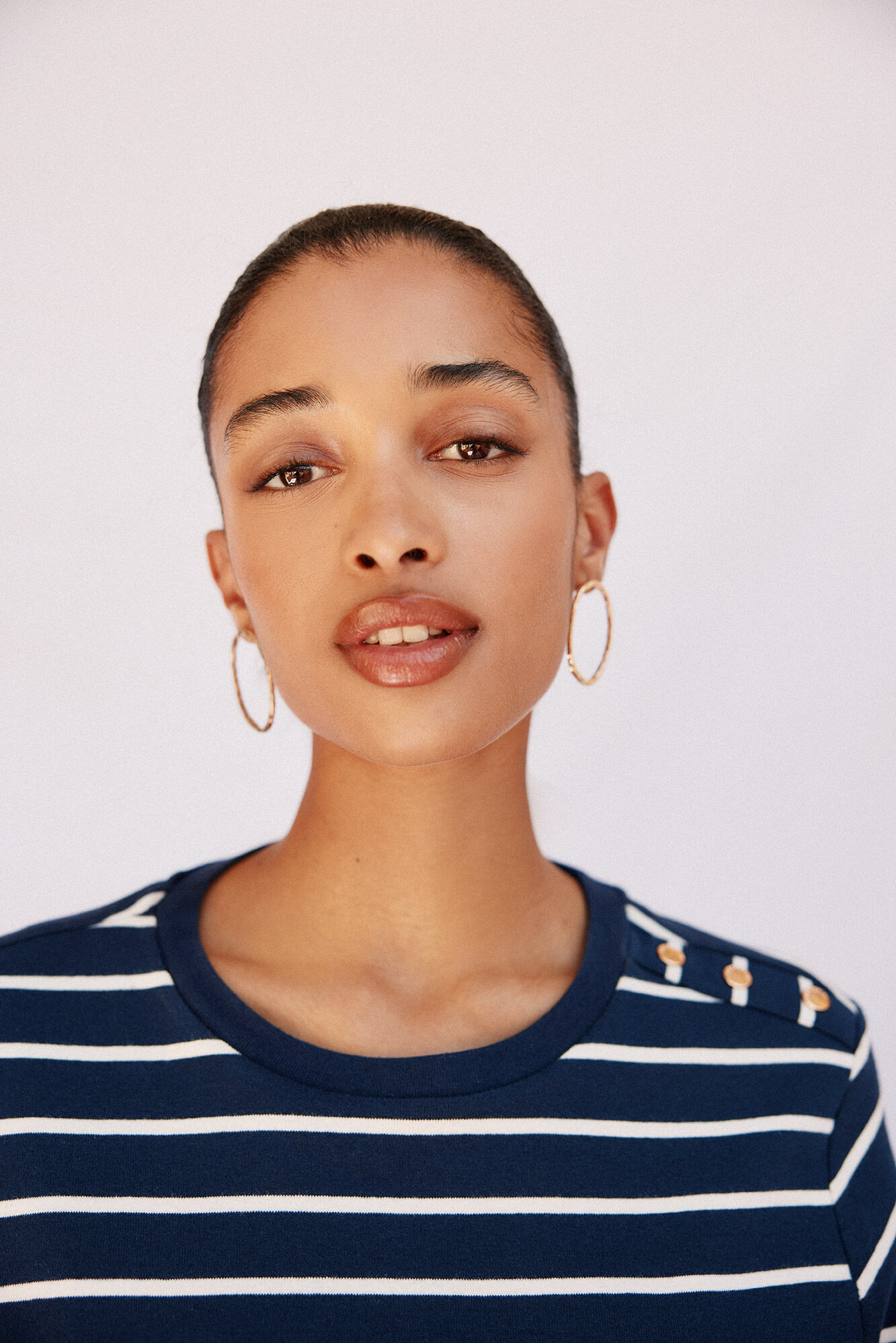 Cortefiel Playera b&aacute;sica botones dorados Estampado azul