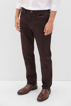 Cortefiel Pantalón 5 bolsillos color regular fit Estampado marrón