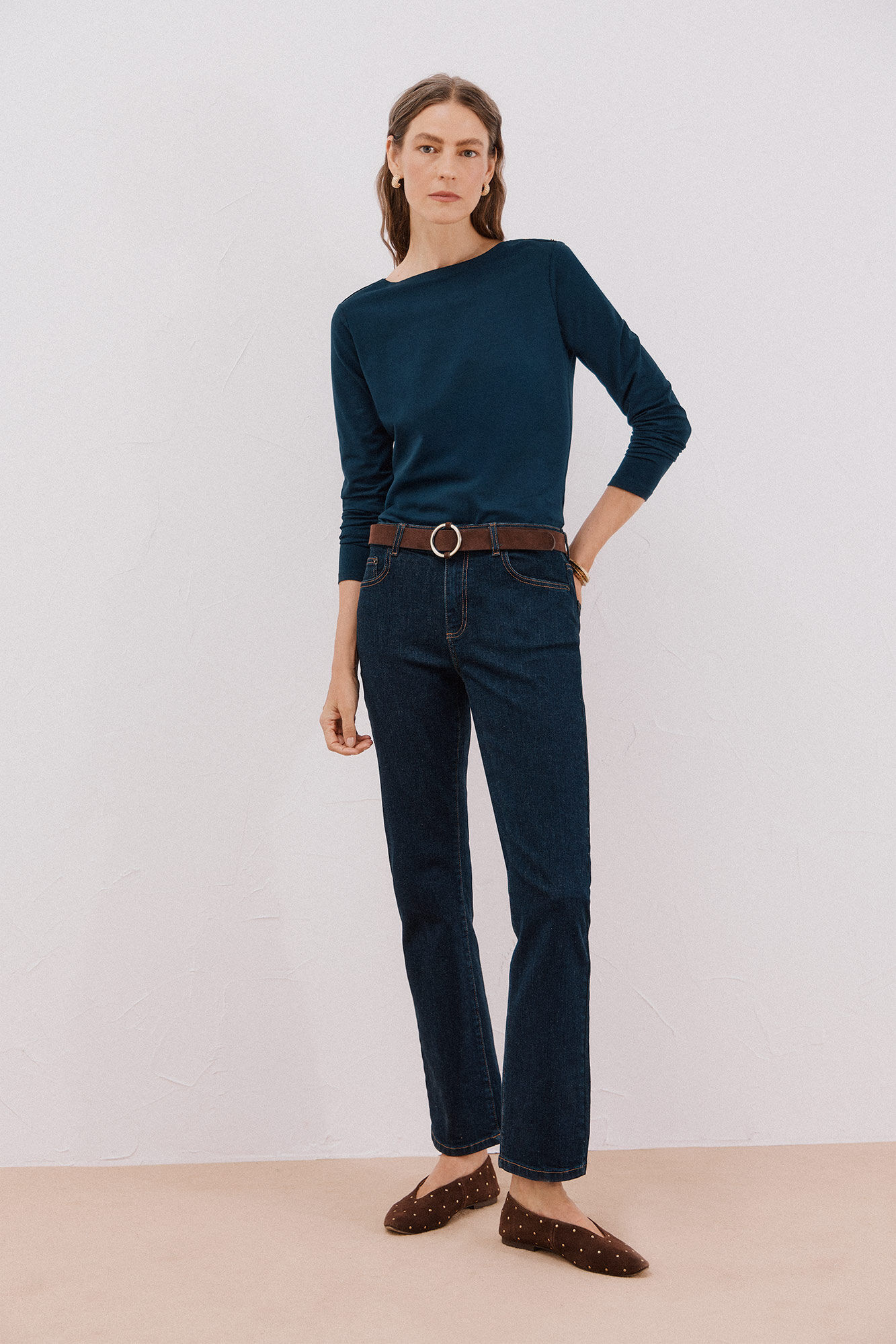 Cortefiel Playera barco botones Azul marino