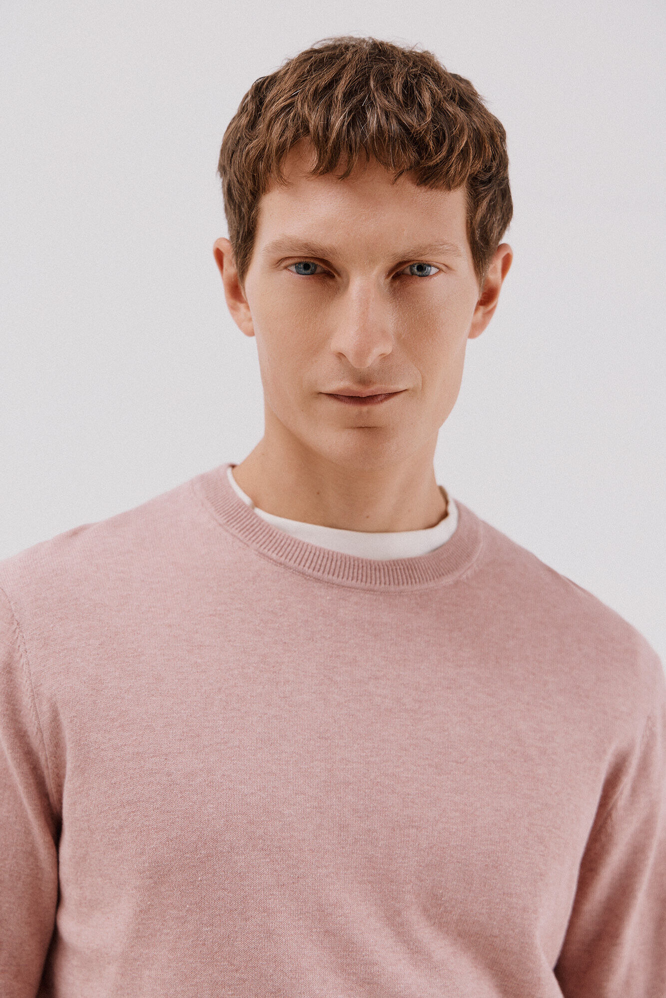 Cortefiel Su&eacute;ter algod&oacute;n cashmere cuello redondo ajustado Rosa