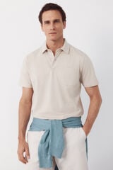 Cortefiel Polo rayas bolsillo Beige