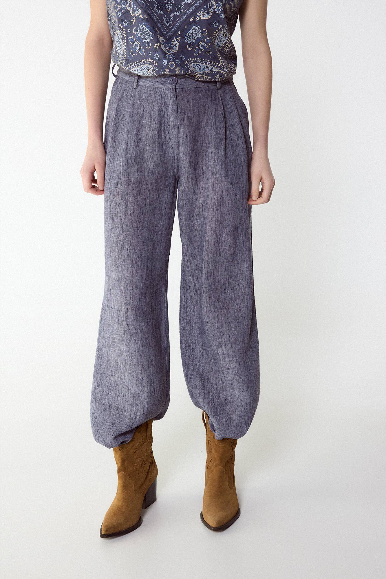 Slowlove Pantal&oacute;n fluido &iacute;ndigo Azul