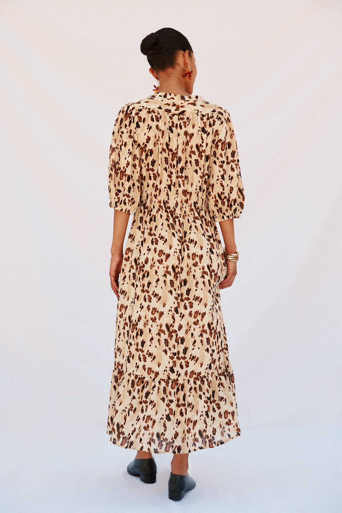 Cortefiel Vestido largo de cuello redondo Multicolor