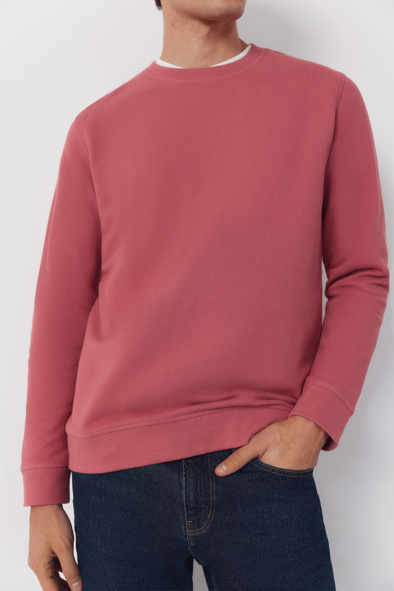 Cortefiel Sudadera estructura cuello caja Rosa