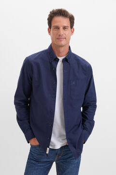 Cortefiel Camisa oxford liso Azul marino