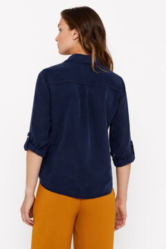Cortefiel Camisa Cargo 100% Tencel Turquesa
