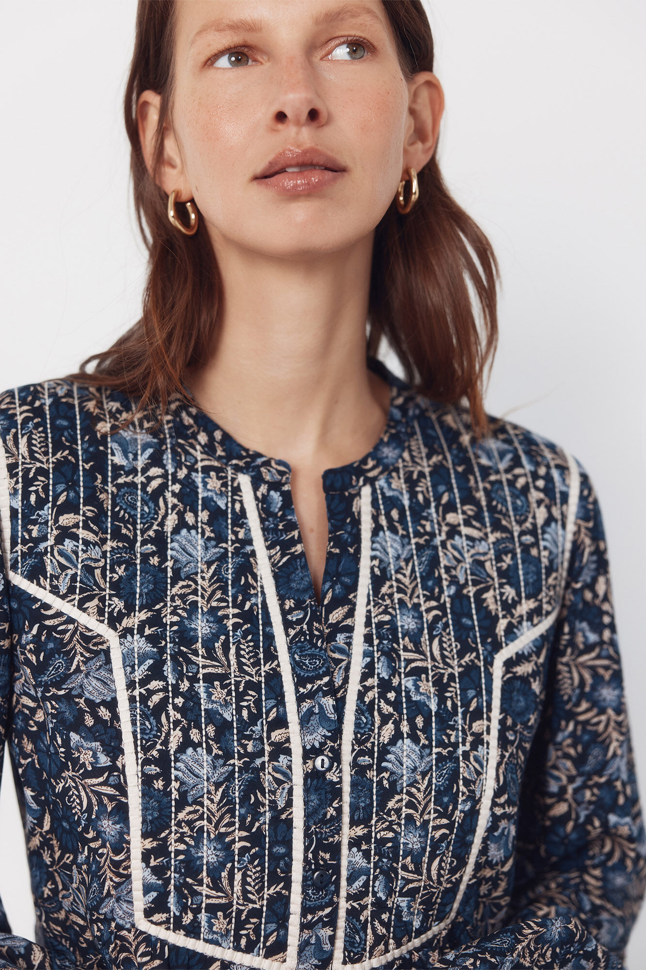 Cortefiel Blusa mao acolchada Estampado azul