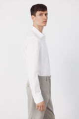 Cortefiel Camisa vestir lisa algod&oacute;n tencel Blanco