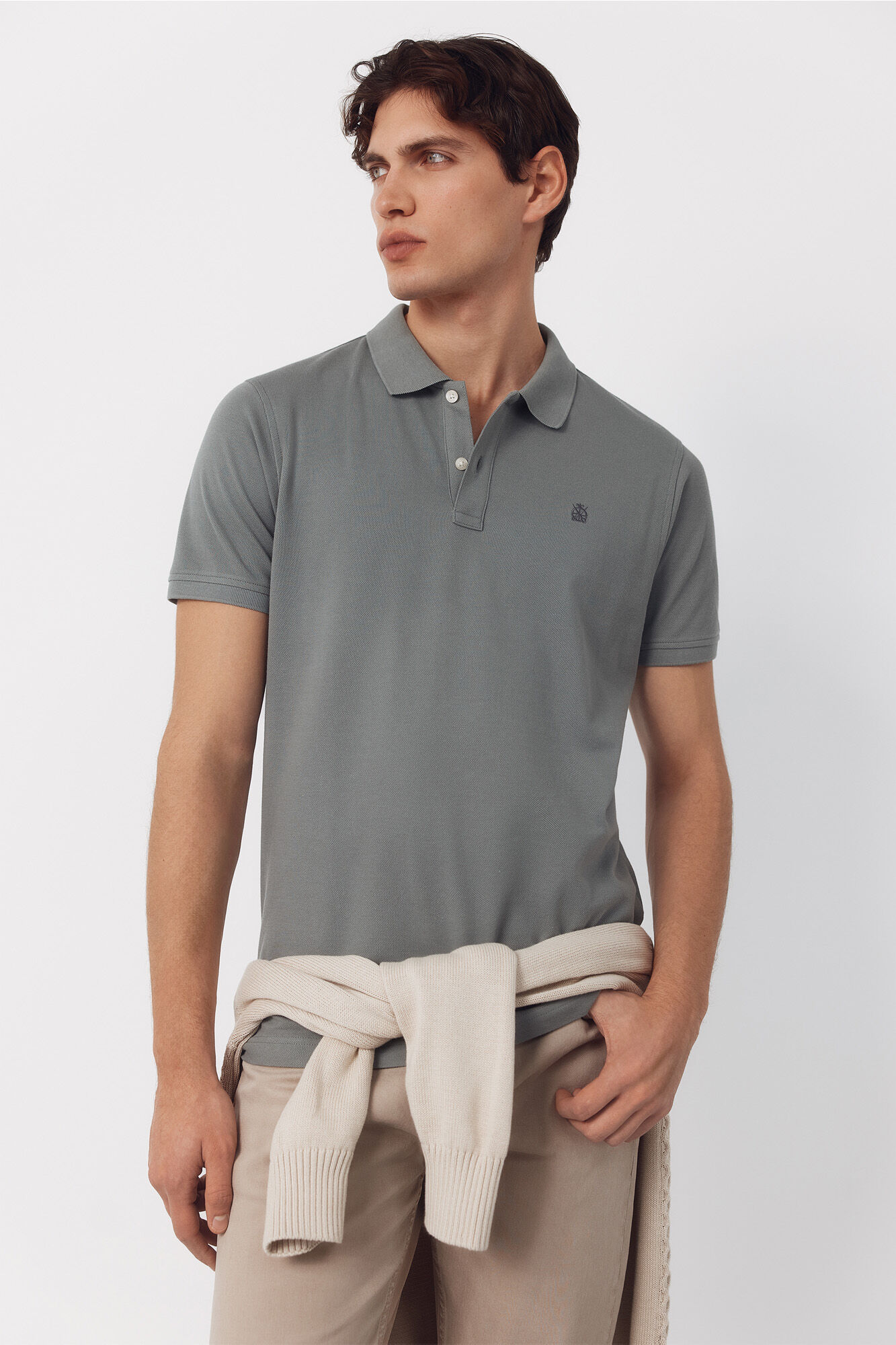 Cortefiel Polo b&aacute;sico piqu&eacute; slim Kaki
