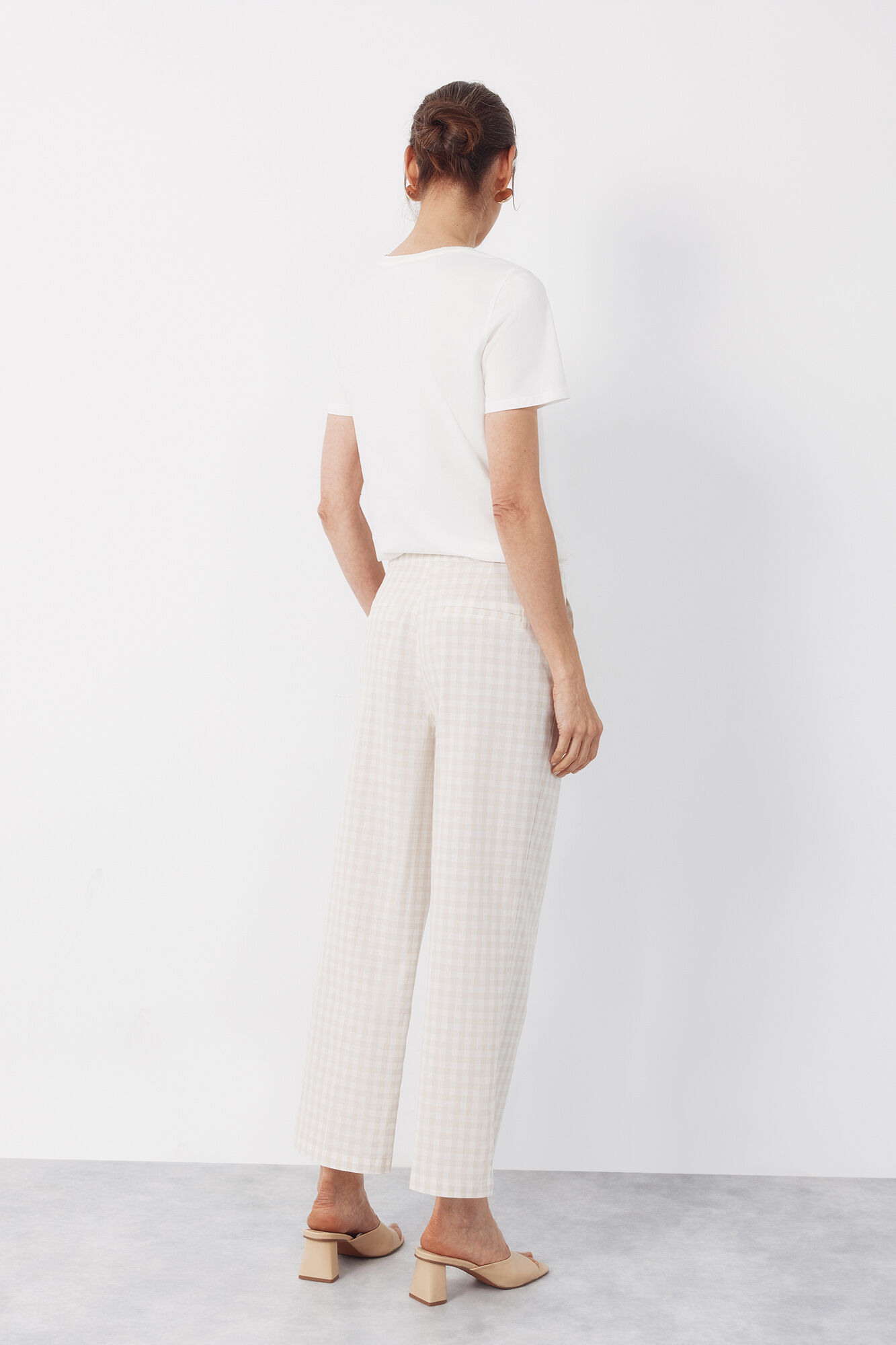 Cortefiel Pantal&oacute;n de estampado vichy Estampado blanco
