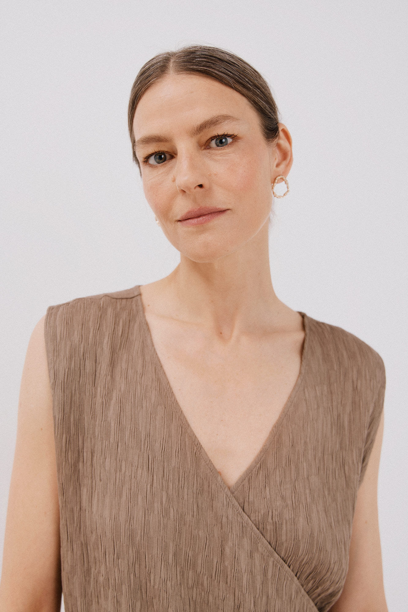 Cortefiel Top asim&eacute;trico textura Estampado marr&oacute;n