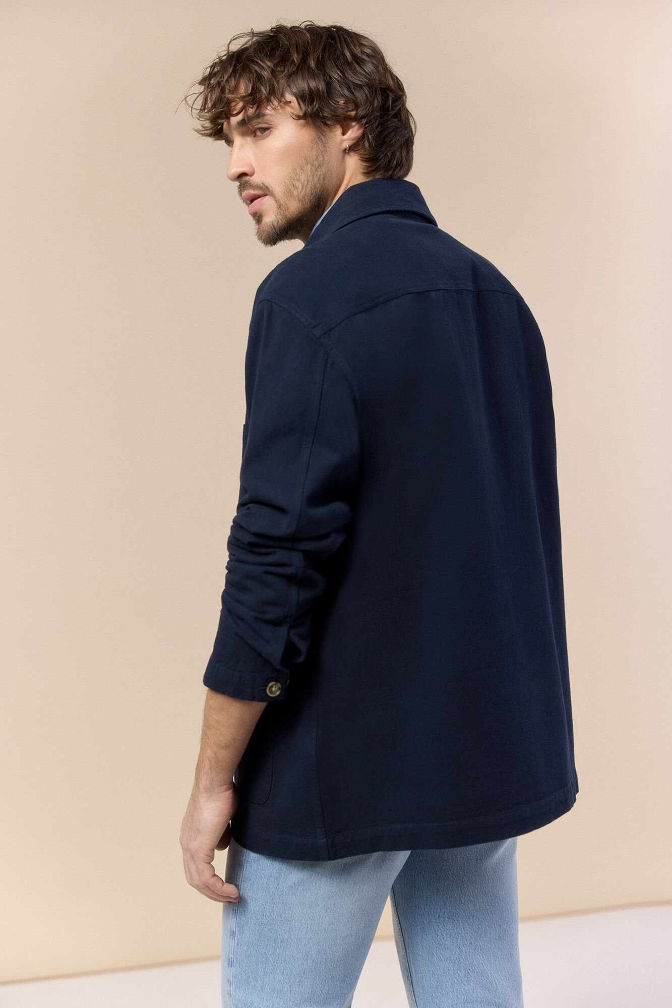 OOTO Sobrecamisa algod&oacute;n lino Azul marino