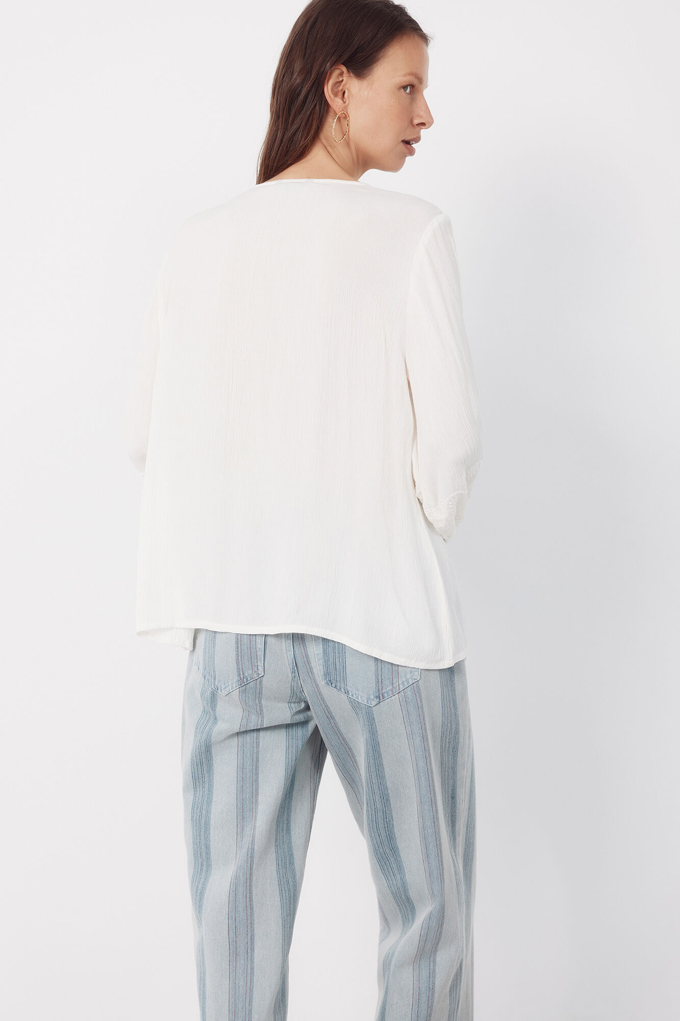 Cortefiel Blusa con bordados Blanco