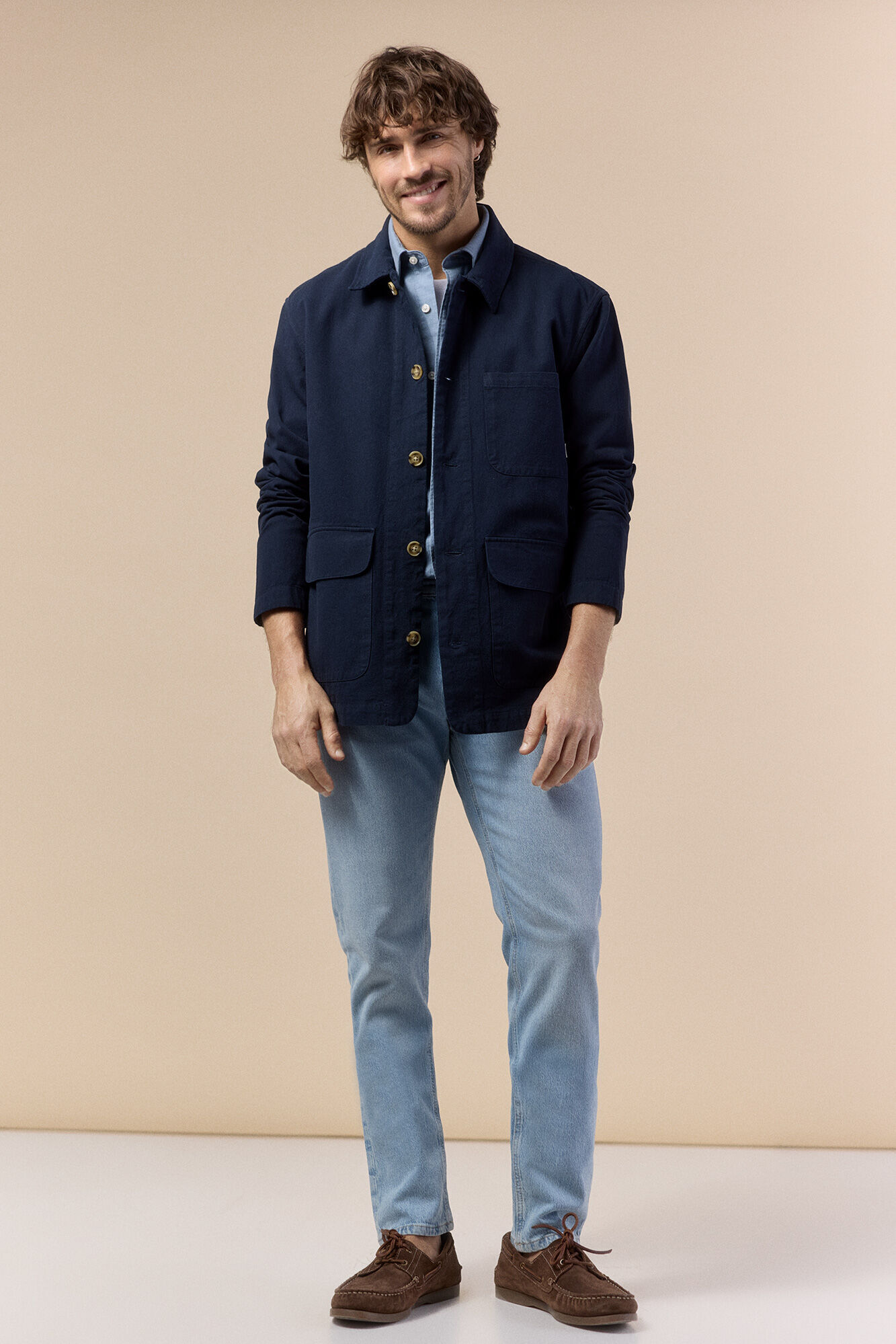 OOTO Sobrecamisa algod&oacute;n lino Azul marino