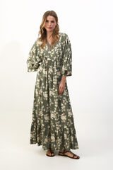 Slowlove Vestido estampado combinado Kaki