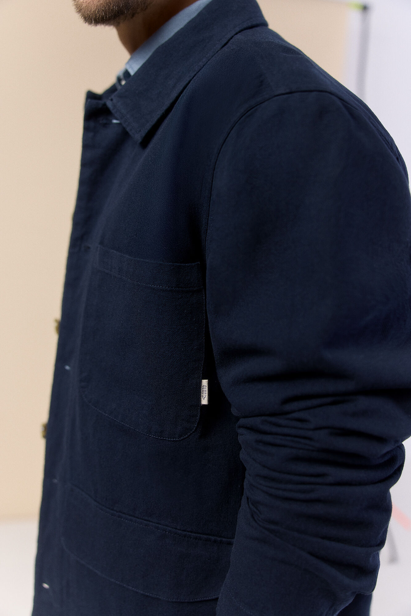 OOTO Sobrecamisa algod&oacute;n lino Azul marino