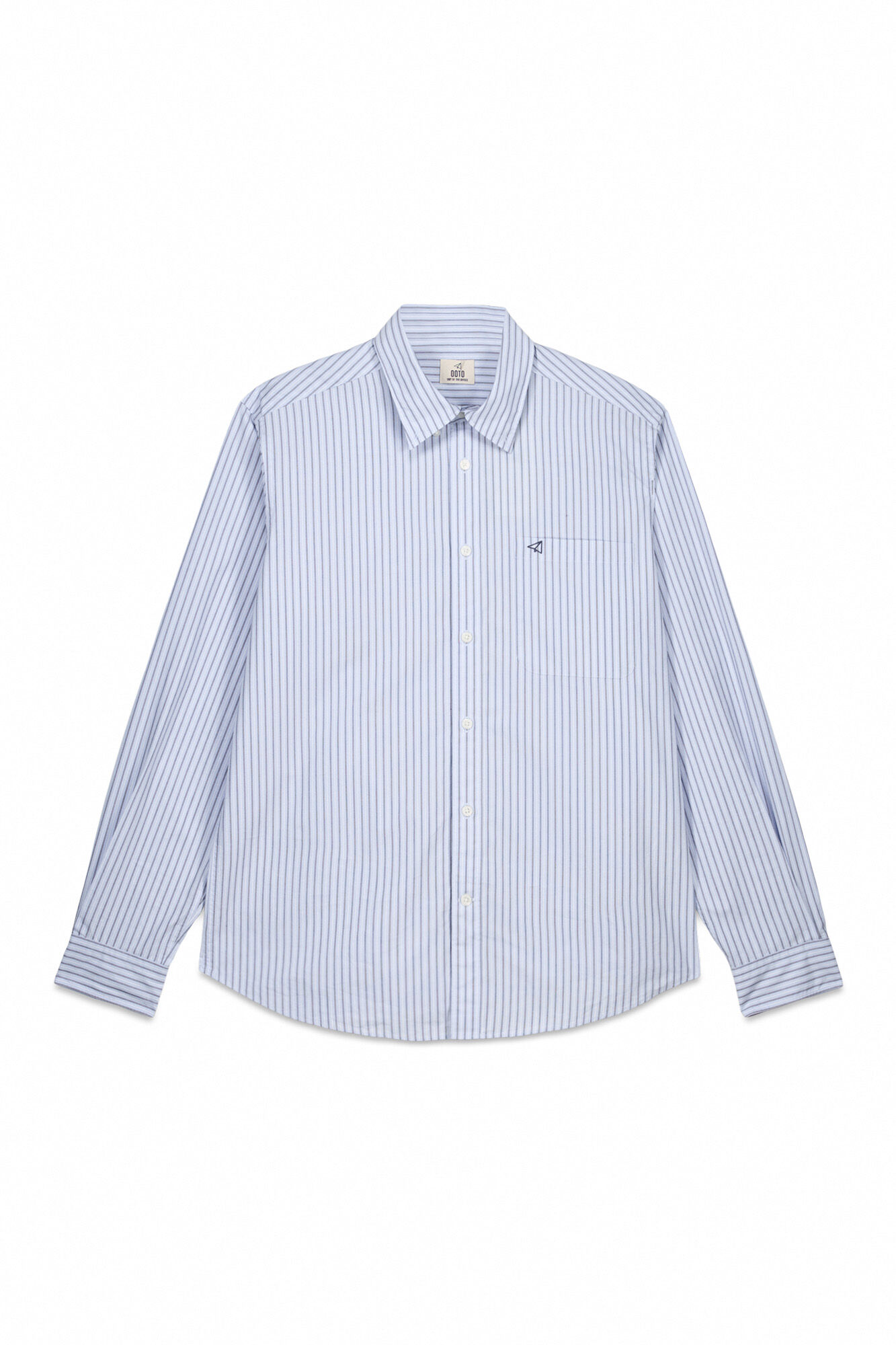 OOTO Camisa rayas popel&iacute;n manga larga Azul