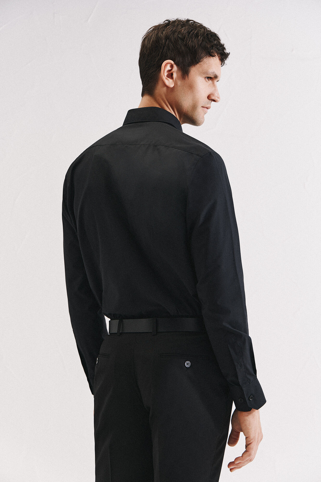 Cortefiel Camisa vestir otom&aacute;n slim fit f&aacute;cil plancha Negro