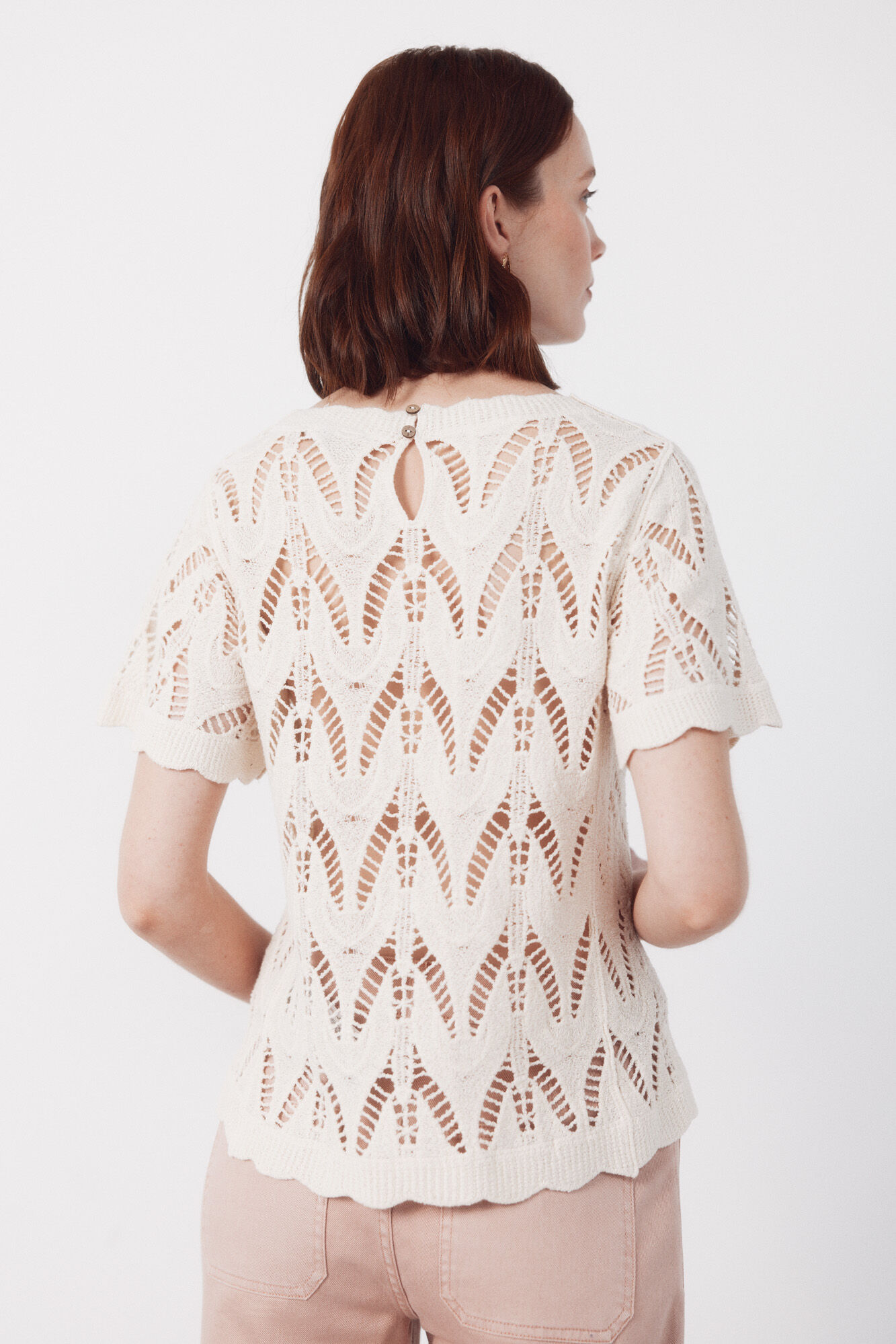 Cortefiel Top de crochet Blanco